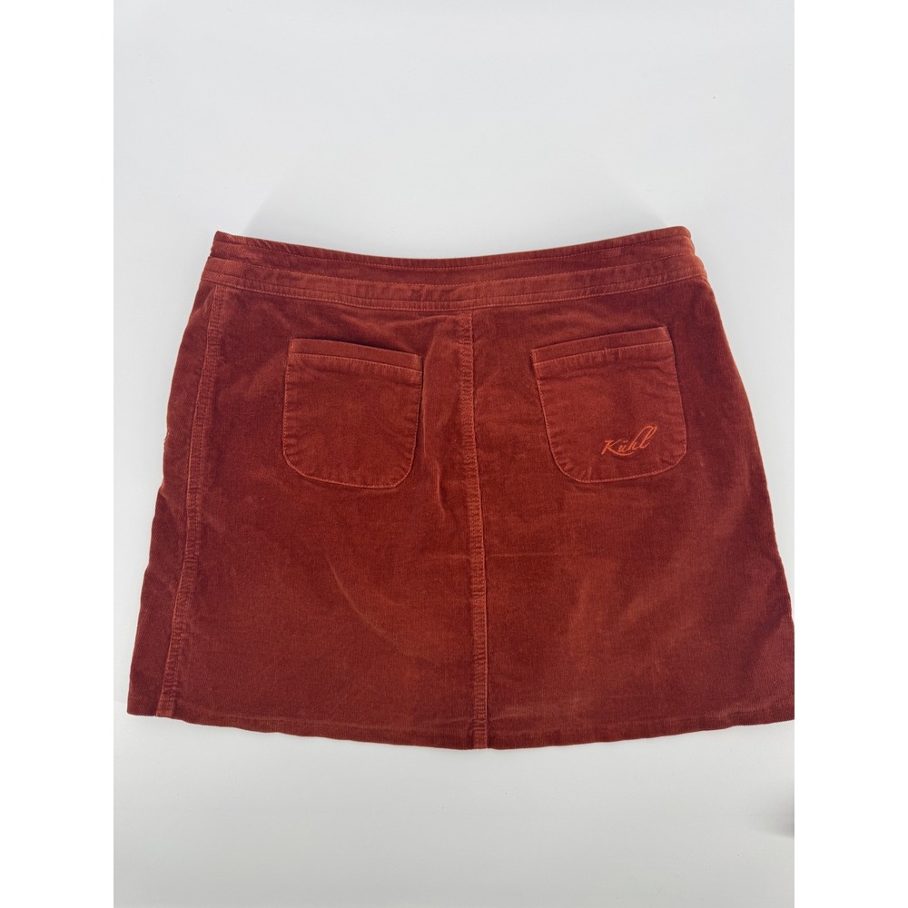 Kuhl Women Size 8 Rust‎ Orange Corduroy Mini Skirt Zip Pockets